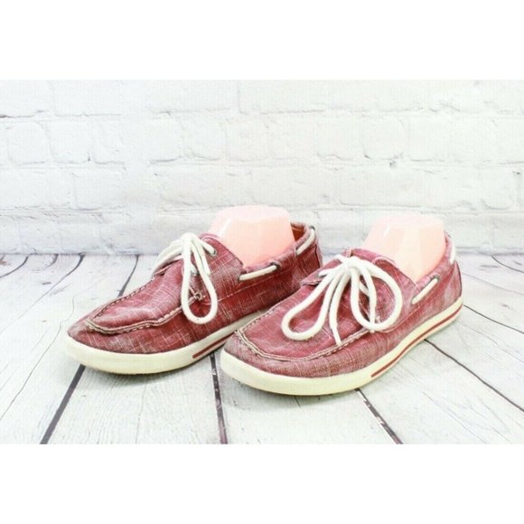 LL Bean Colonial Red Sunwashed Canvas Two Eye Sneakers Size 10 M - Picture 3 of 9